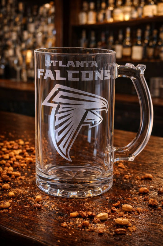 Etched Beer Mugs- Football