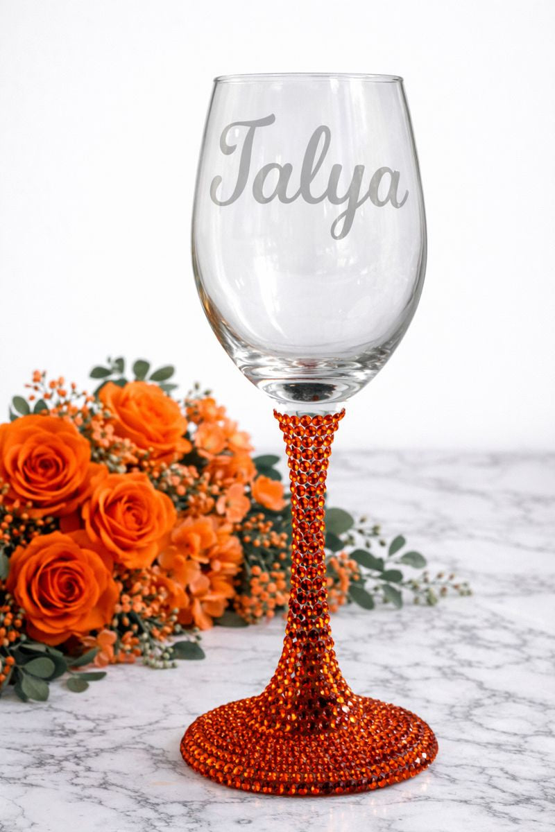 Custom Etched Wine Glass