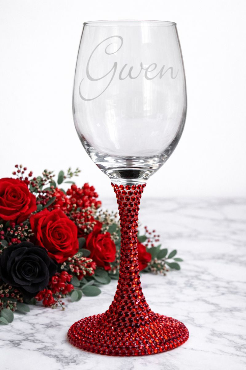 Custom Etched Wine Glass
